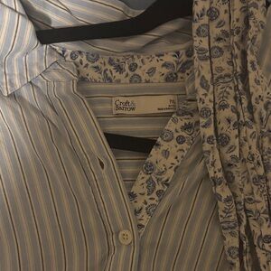 Croft & Barrow Light Blue Floral and Stripe Men's Shirt
